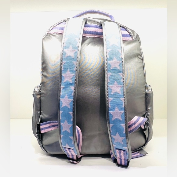 Kipling Seoul Large 15" Laptop School Backpack “Star Pop” Silver Metallic NEW - Picture 7 of 8